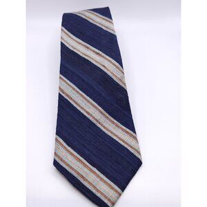 Vintage Lilly Dache Paris-Los Angeles Blue & Beige Striped Silk Tie